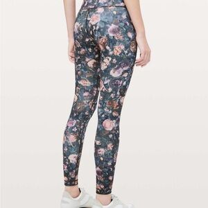 lululemon athletica Floral Print Leggings - Black and Pink
